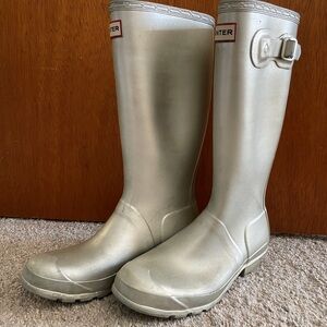 Hunter Metallic Silver Tall Boots